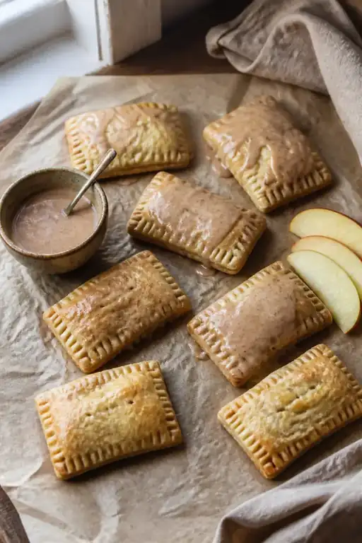 Homemade Apple Cinnamon Pop Tarts 6 Stack of homemade apple cinnamon pop tarts showing flaky layers and apple filling