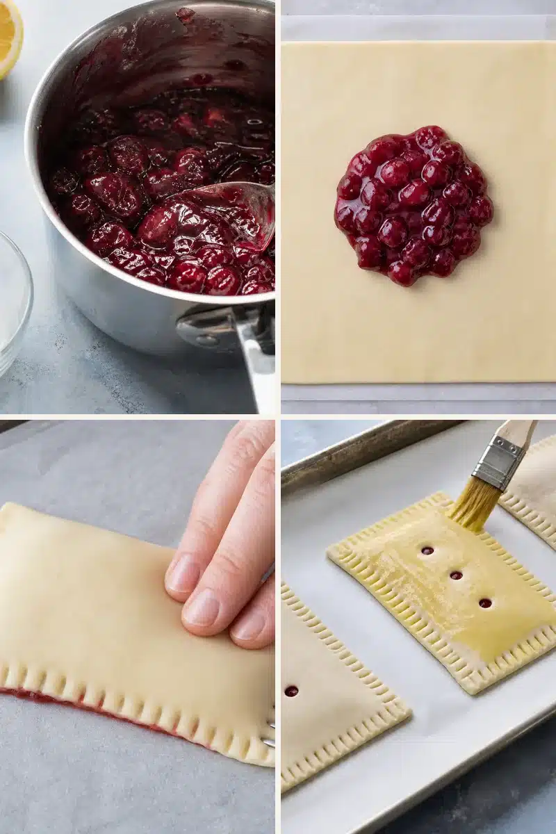 Homemade Cherry Pop Tarts 4 Four-step process for making homemade cherry pop tarts