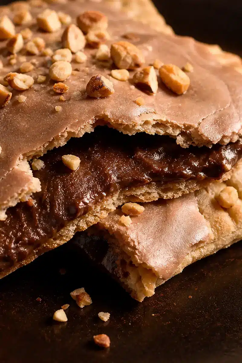 Close-up homemade Nutella pop tarts showing flaky crust and creamy filling