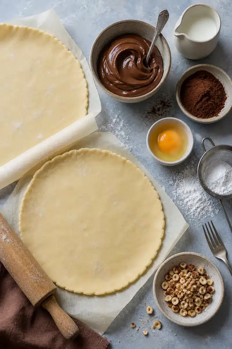 Ingredients for homemade Nutella pop tarts with refrigerated pie crust