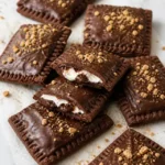 Homemade s'mores pop tarts with chocolate glaze, graham crumbs, and marshmallow chocolate filling