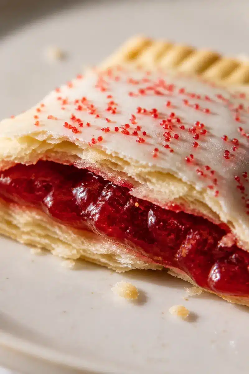 Raspberry Jam Pop Tarts 6 Close-up raspberry jam pop tarts showing flaky crust and raspberry filling