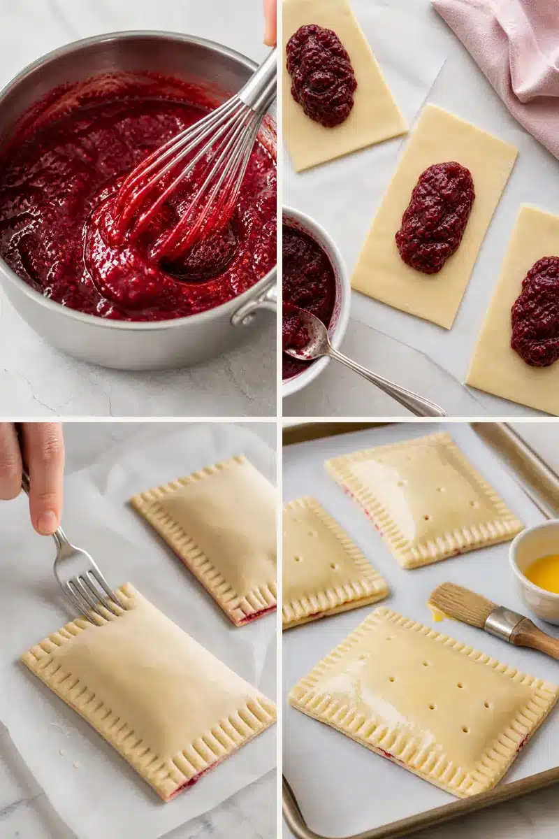 Raspberry Jam Pop Tarts 4 Process for making raspberry jam pop tarts with sealed fork-crimped edges
