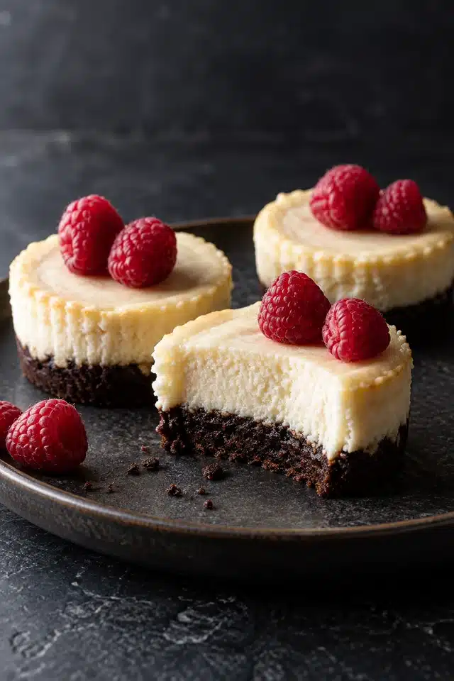 Mini Brownie Bottom Cheesecakes with Fudgy Brownie Bases