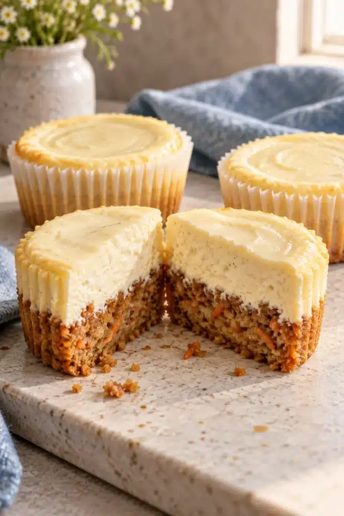 Mini Carrot Cake Cheesecakes with Spiced Cake Bases