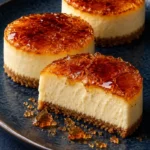 Mini Crème Brûlée Cheesecakes with Caramelized Sugar Tops 11 Mini crème brûlée cheesecakes with crackly amber sugar tops and thin graham crusts