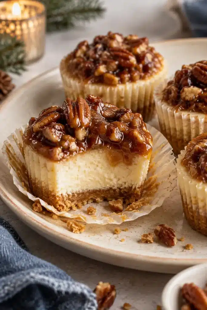 Mini Pecan Pie Cheesecakes 2 Mini Pecan Pie Cheesecakes