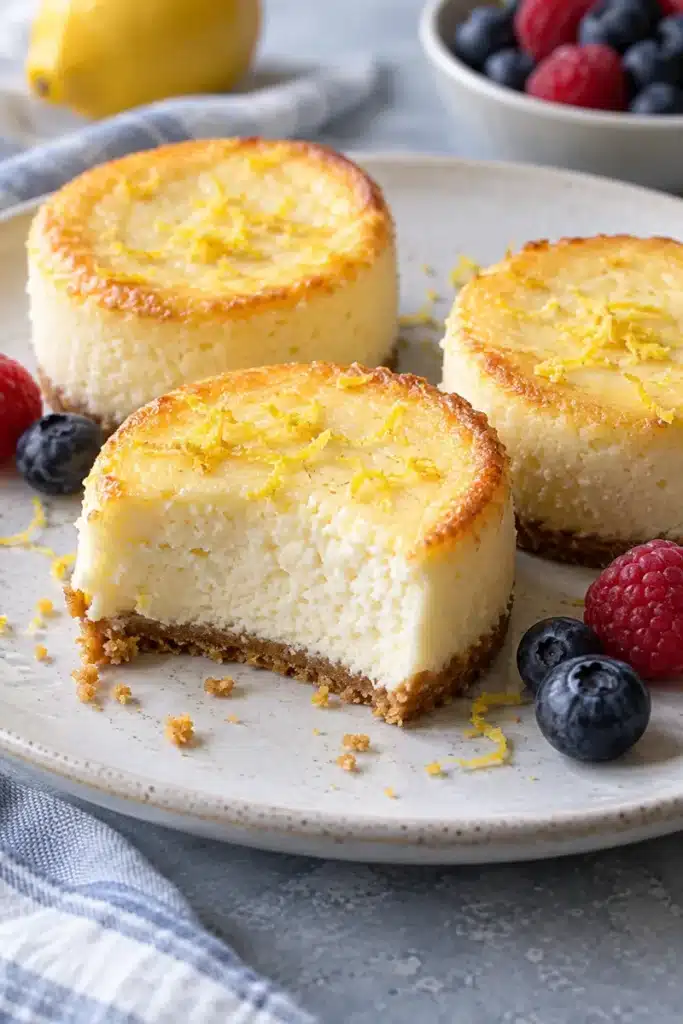 Mini Ricotta Cheesecakes with Lemon and Graham Cracker Crust