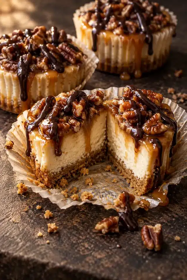 Mini Turtle Cheesecakes