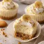 No-Bake Banana Cream Mini Cheesecakes 11 No-Bake Banana Cream Mini Cheesecakes with vanilla wafer crust and banana slices