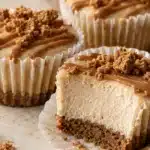 No-Bake Biscoff Mini Cheesecakes with cookie butter drizzle and crumb crust