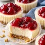 No-Bake Cherry Mini Cheesecakes 10 No-Bake Cherry Mini Cheesecakes with cherry topping and graham cracker crust
