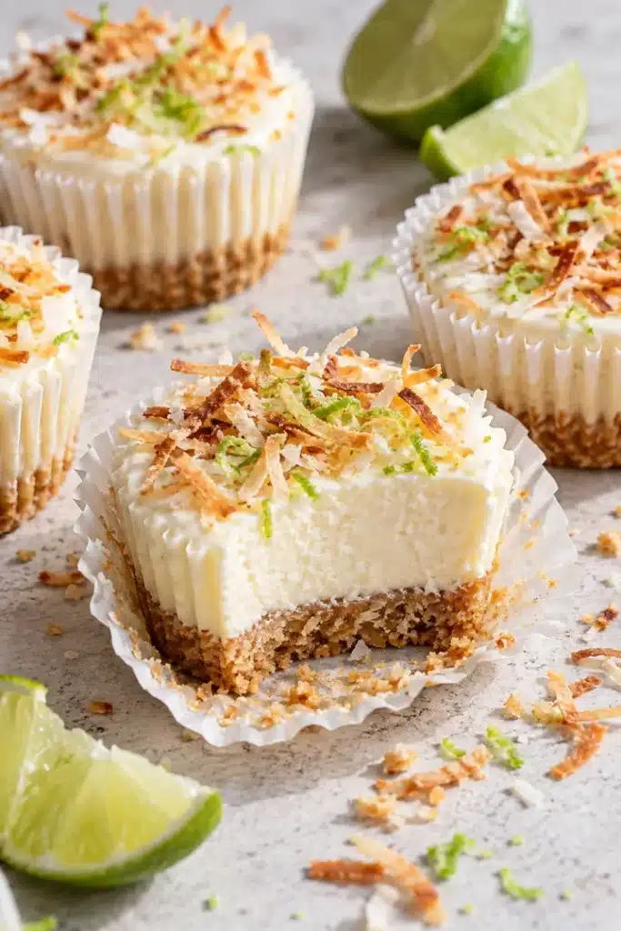 No-Bake Coconut Lime Mini Cheesecakes
