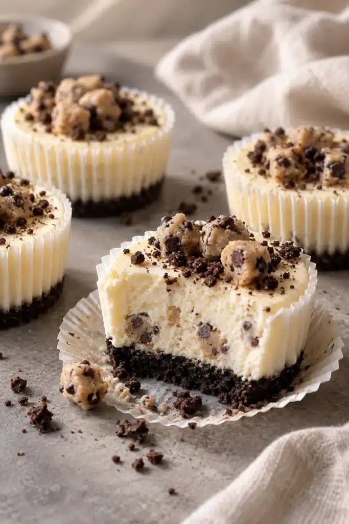 No-Bake Cookie Dough Mini Cheesecakes
