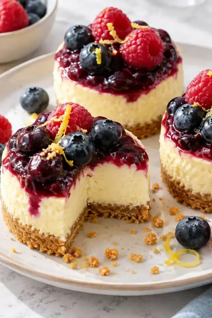 No-Bake Lemon Berry Mini Cheesecakes