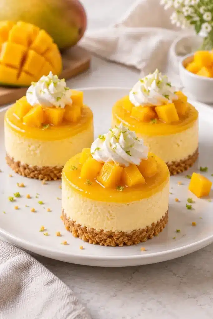 No-Bake Mango Mini Cheesecakes 3 No-Bake Mango Mini Cheesecakes