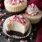 No-Bake Peppermint Mini Cheesecakes 10 No-Bake Peppermint Mini Cheesecakes with chocolate cookie crust and crushed peppermint