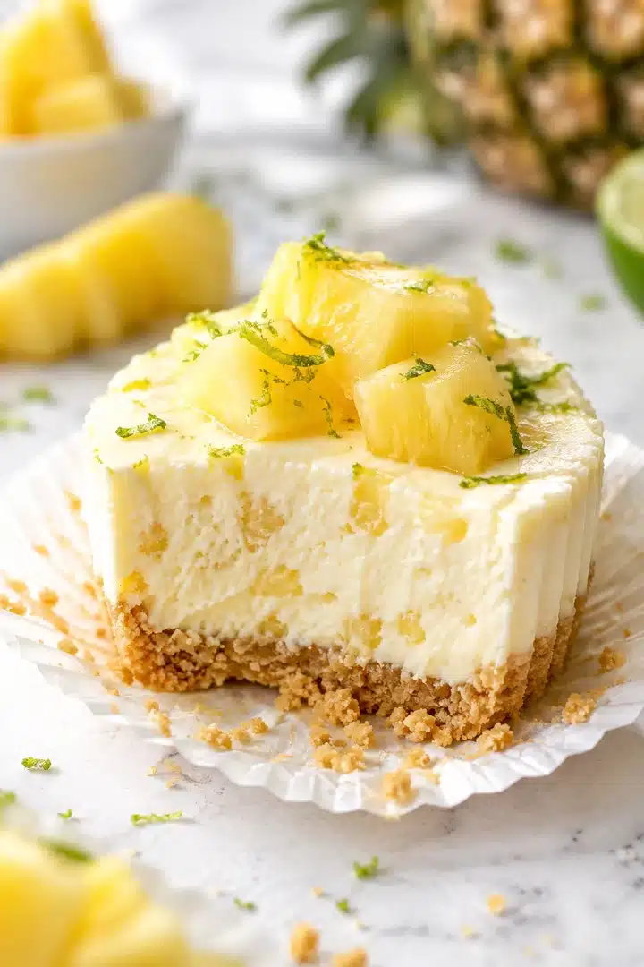 No-Bake Pineapple Mini Cheesecakes 1 No-Bake Pineapple Mini Cheesecakes with graham crust and pineapple topping