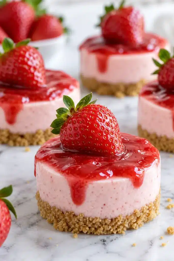 No-Bake Strawberry Mini Cheesecakes