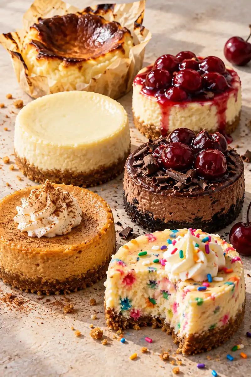24 Baked Mini Cheesecake Recipes for Every Occasion 1 Baked mini cheesecake recipes with Basque, cherry, chocolate, pumpkin, and confetti varieties