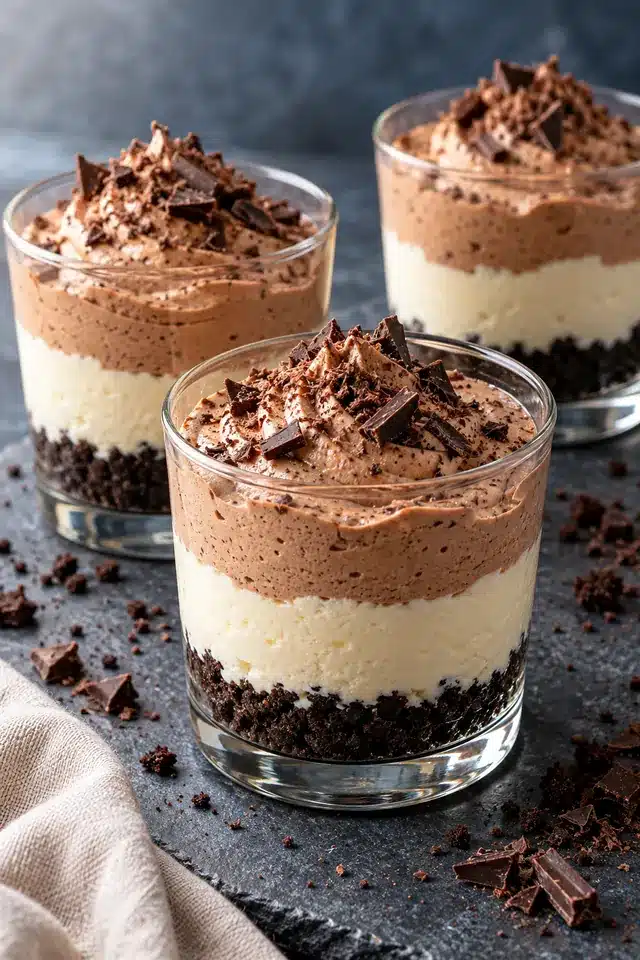 No-Bake Chocolate Mousse Cheesecake Cups 4 No-Bake Chocolate Mousse Cheesecake Cups