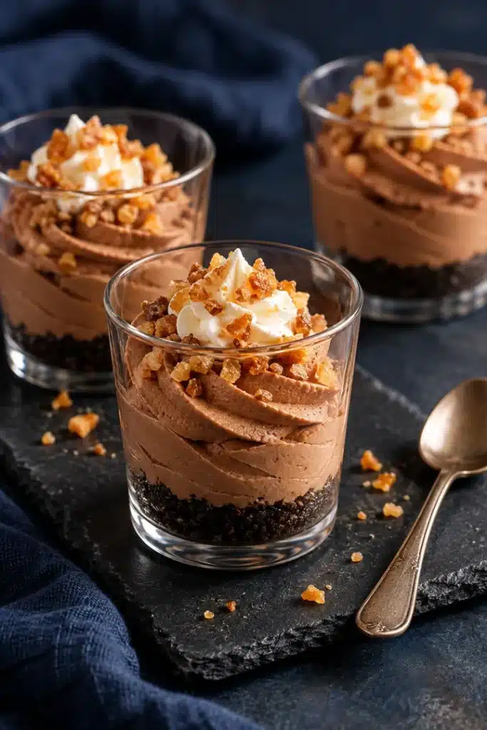 No-Bake Chocolate Toffee Cheesecake Shooters