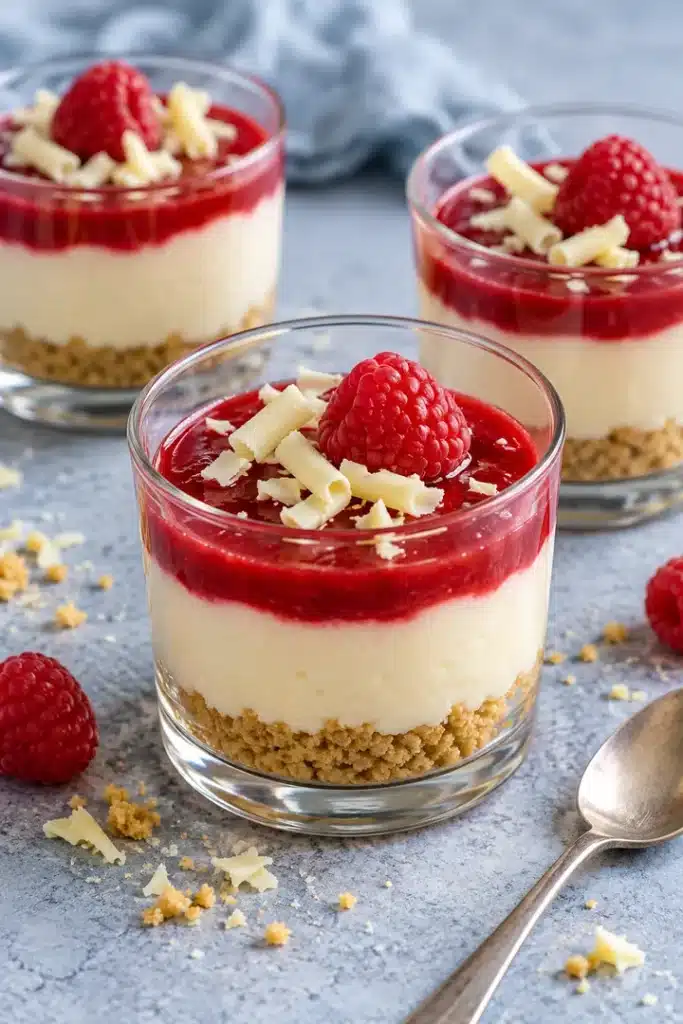 No-Bake Raspberry White Chocolate Cheesecake Cups 2 No-Bake Raspberry White Chocolate Cheesecake Cups