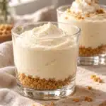 Vanilla bean cheesecake cups with thin graham crumbs and flecked creamy filling